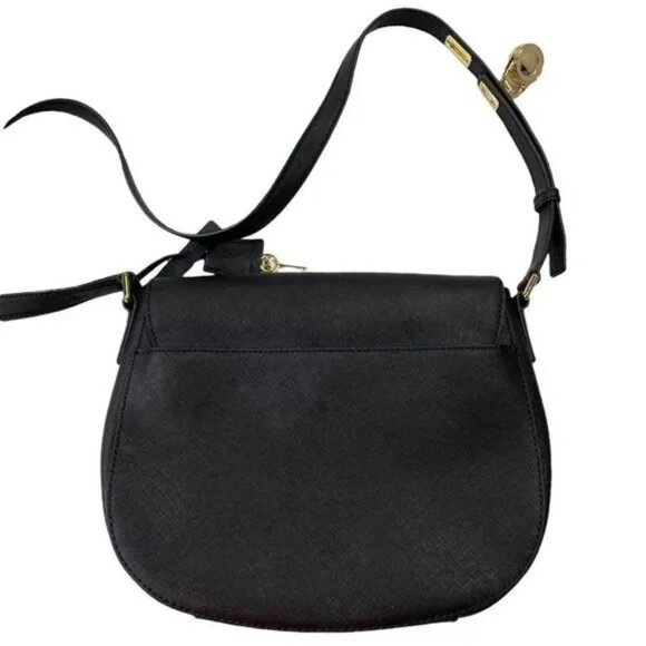 MICHAEL KORS HAMILTON GENUINE LEATHER BLACK LARGE MESSENGER BAG-LIKE NEW - Picture 3 of 13